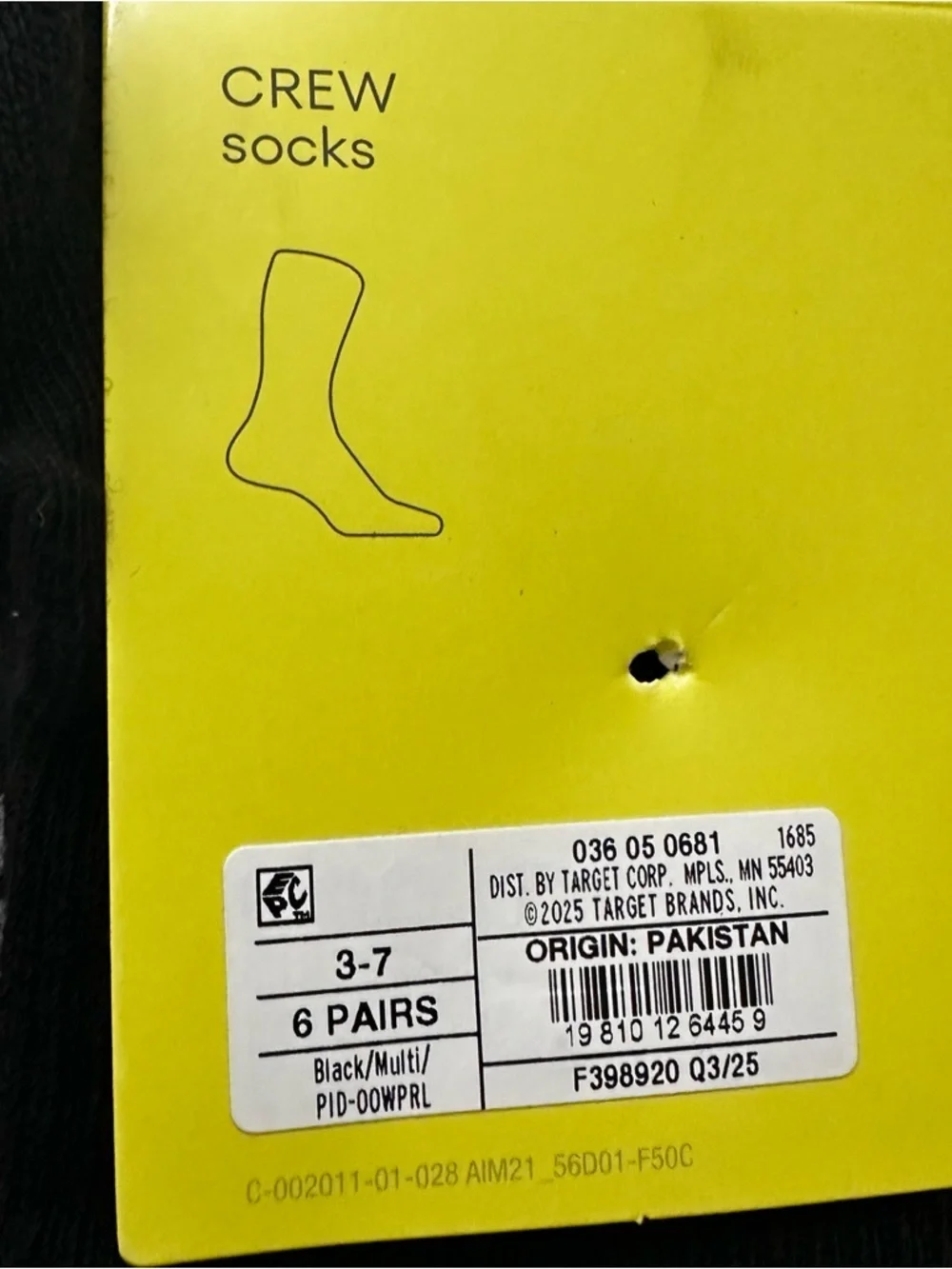 All In Motion Boys 6 pack Crew Socks Size L